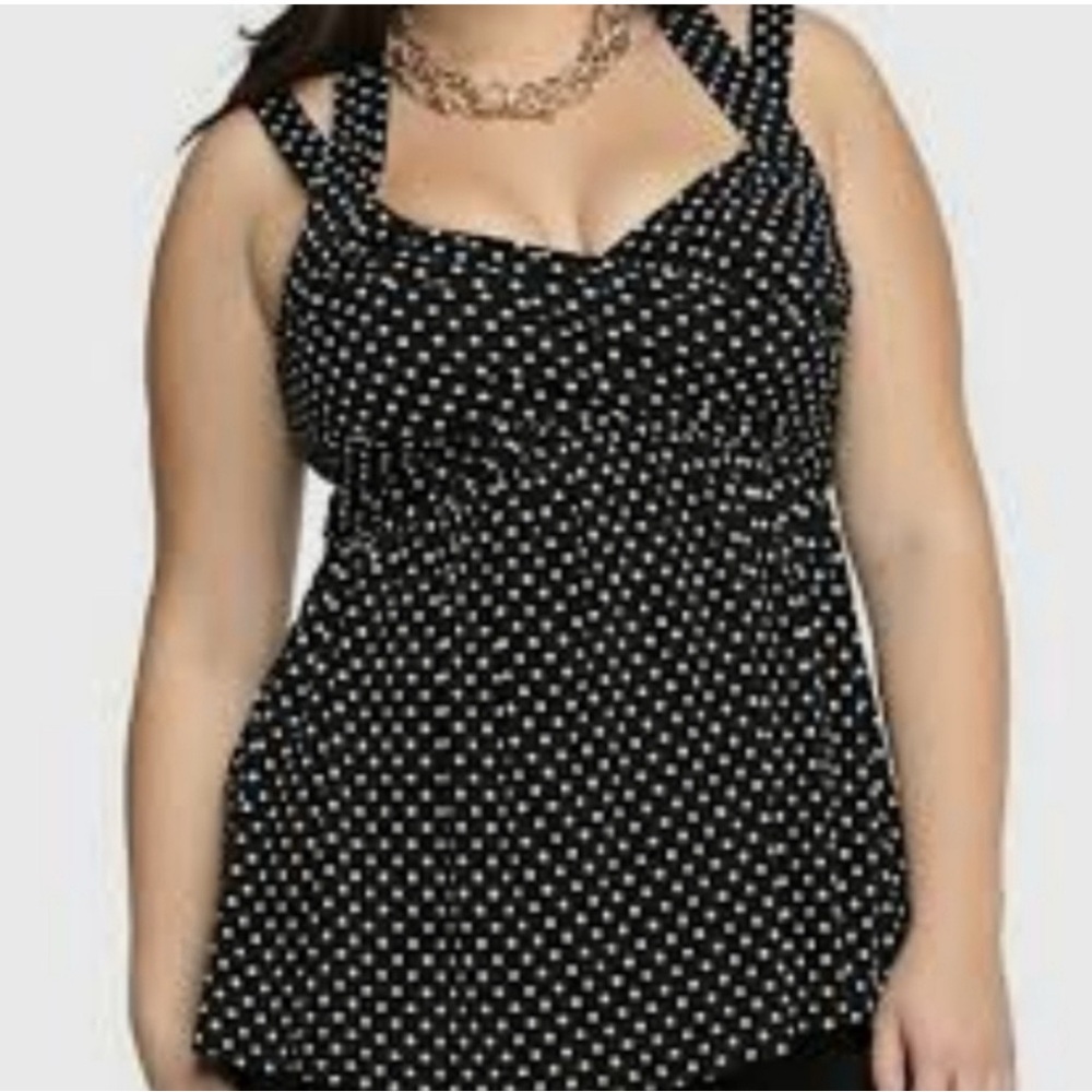 Torrid Black and White Polka Dot Tank Top